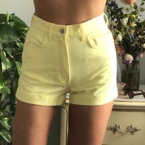 Sunny Yellow High-Waisted Denim Shorts